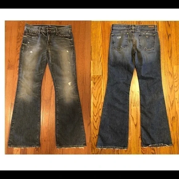 GUESS Premium Distressed Jeans Size 10 Long Neutral Travel Jeans Timeless - Picture 9 of 10